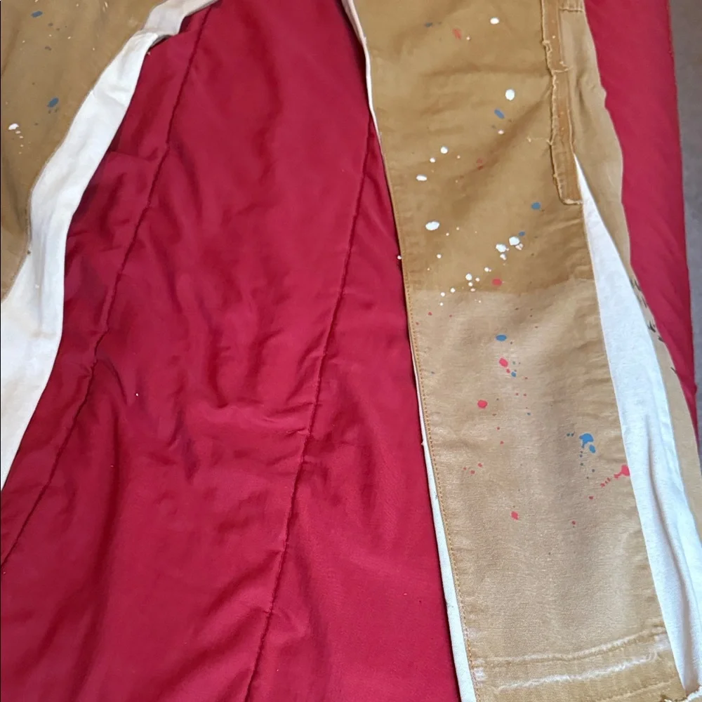 MNML Artistic Tan Pants with Paint Splatter - Picture 3 of 9